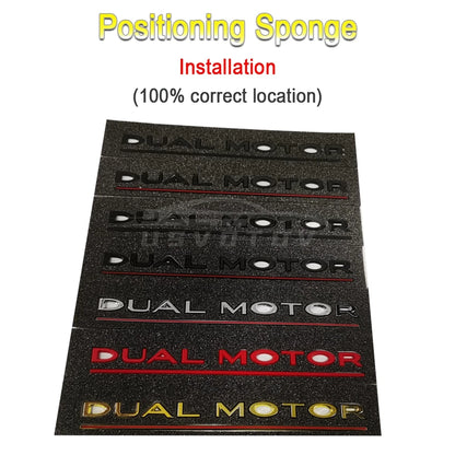 DUAL MOTOR Emblem for Tesla Model 3/Y/X/S — Chrome & Black/Red Trunk Badge Sticker, Car Styling
