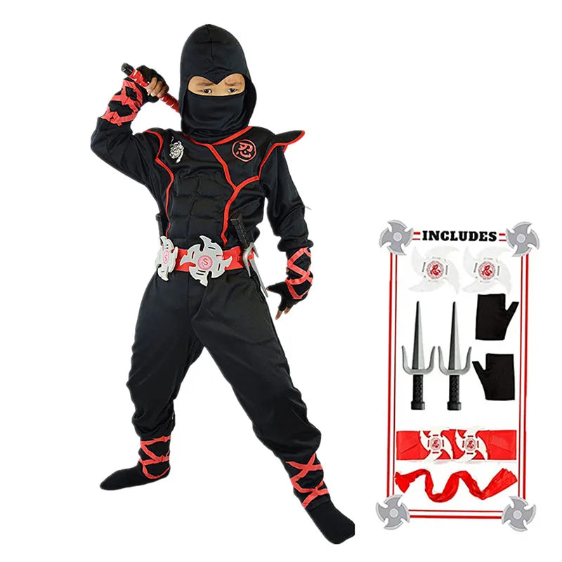 Black Ninja Costume Anime Ninja Toy Set - Samurai Mask Children's Holiday Gift Outfit