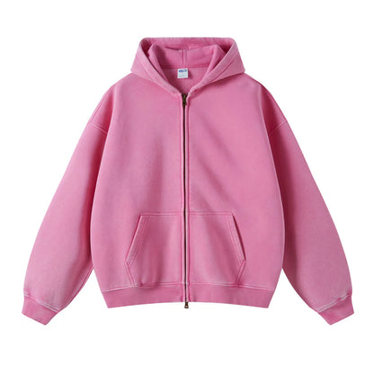 Batik Fleece Zipper Hoodie – Warm Ethnic Style Zip-Up Sweatshirt
