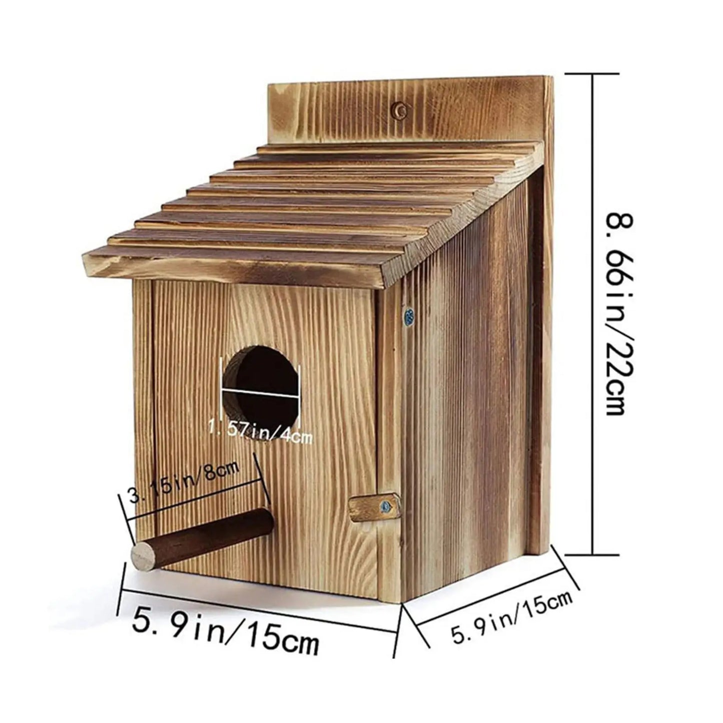 Wooden Bird House Nest Box - Warm Sheltered Garden Shelter with Viewing Window for Small Birds, Patio & Outdoor Decor
