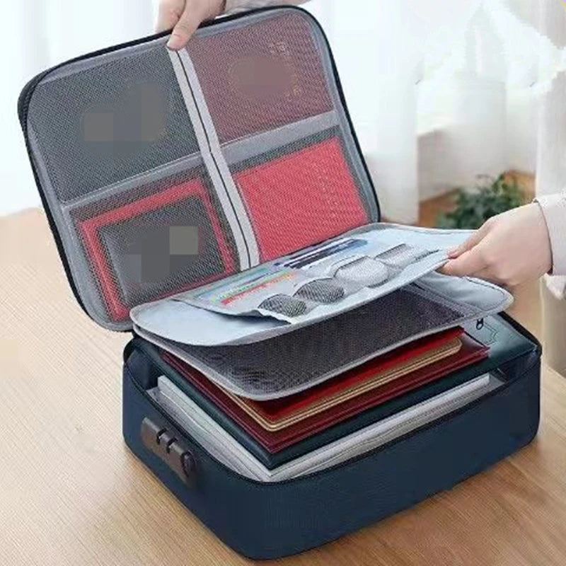 3-Layer Document Organizer Briefcase – Portable File Folder Holder for Passport, Papers & Home Office Storage Case for Men & Women