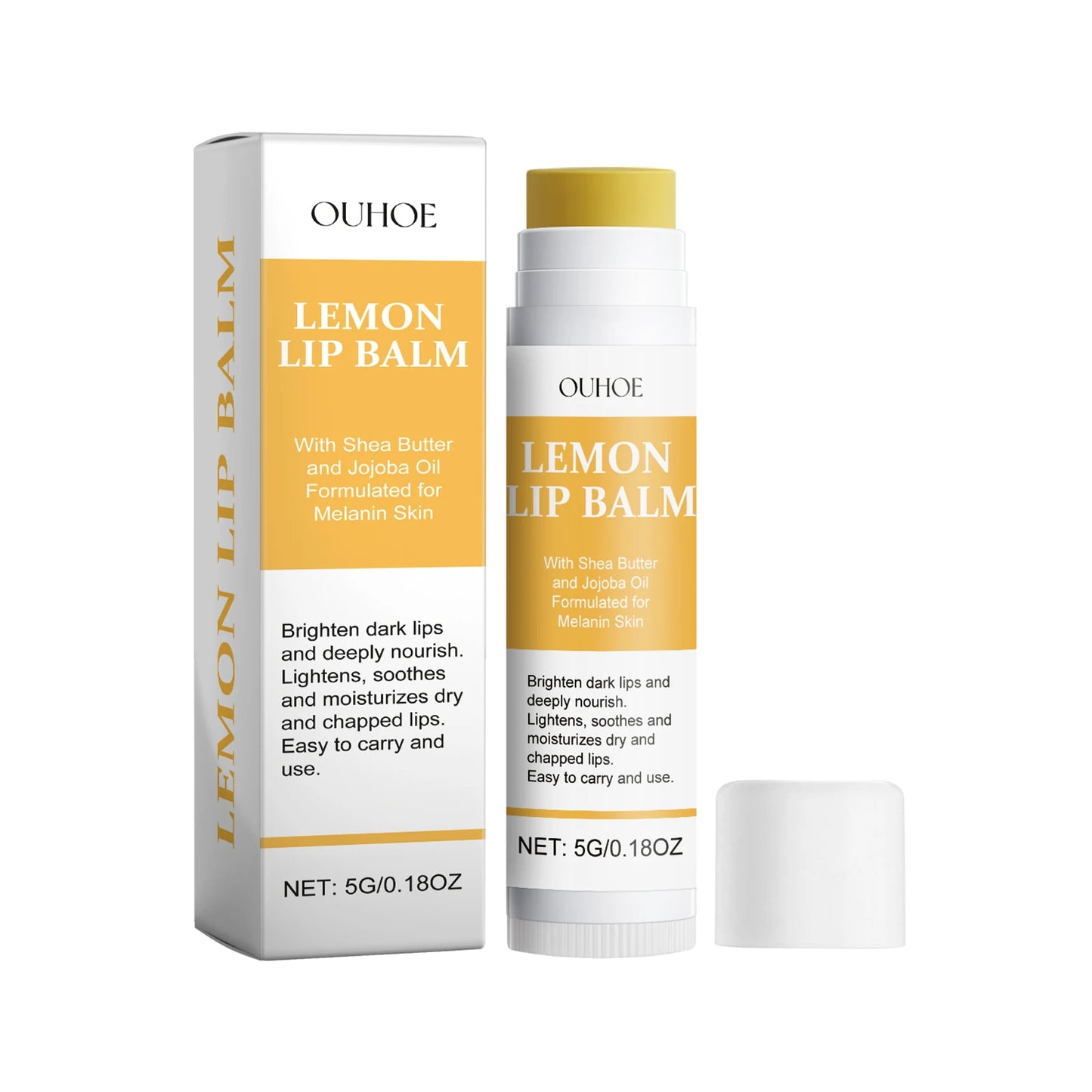 Lemon Ginger Lip Balm - Turmeric Lip Care Mask for Dark Lip Appearance, Exfoliating Moisturizing Gloss Oil & Hydration