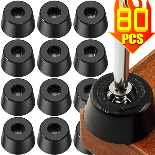 8/80pcs Rubber Furniture Pads - Non-Slip Floor Protectors & Chair Leg Bumper Gaskets for Tables and Cutting Boards