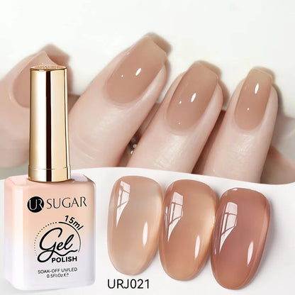 UR SUGAR 15ml Jelly Milky White Gel Polish – Translucent UV Soak Off Nail Art Varnish Semi-Permanent Fashion Nail Color
