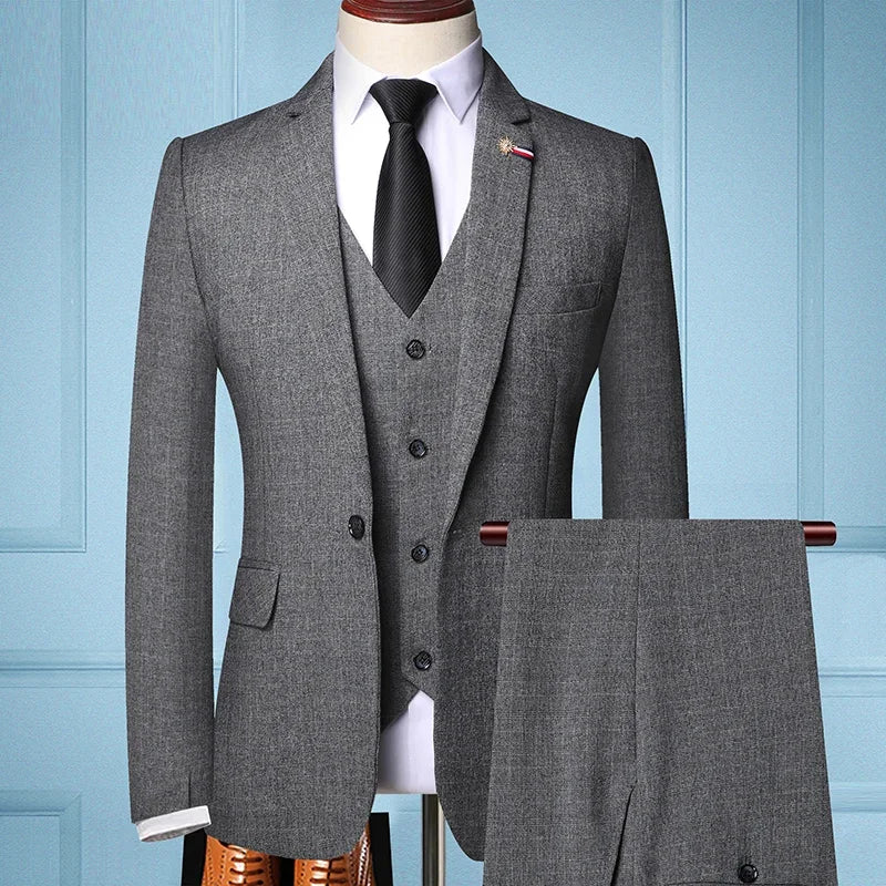 Traje de Hombre Elegante – 3-Piece Slim Fit Suit (Blazer + Vest + Pants) | Men’s Business & Wedding Suit 6XL