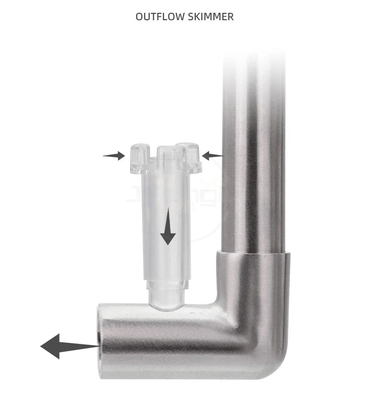 AQUAPRO Mini Stainless Steel Skimmer – Inlet & Outlet Pipes for Aquarium Fish Tanks, Filtro Accessories