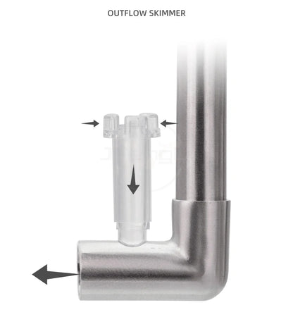 AQUAPRO Mini Stainless Steel Skimmer – Inlet & Outlet Pipes for Aquarium Fish Tanks, Filtro Accessories