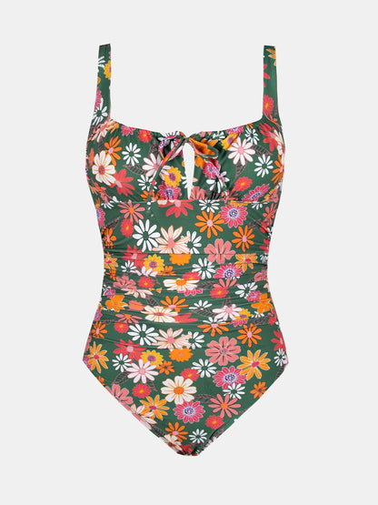 Cupshe Square Neck Drawstring One-Piece Swimsuit – Sexy Back Hook Monokini Beachwear for Women