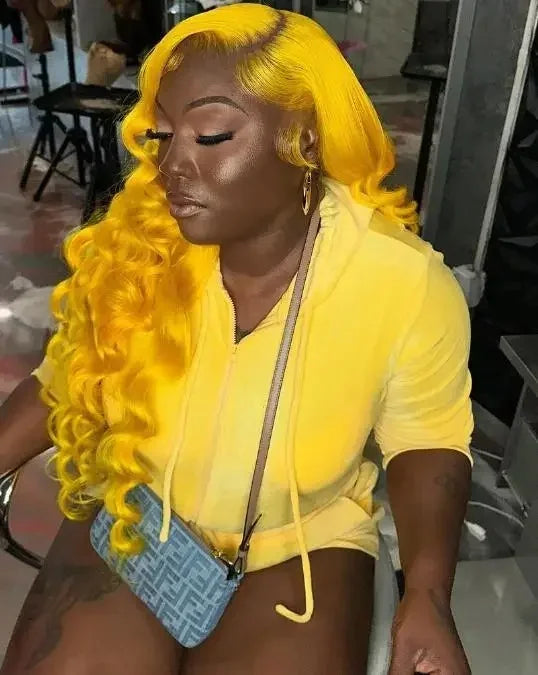 Light Yellow 613 HD Lace Frontal Wig – 13x6 Transparent Lace, Body Wave 200% Density Human Hair Wig for Women