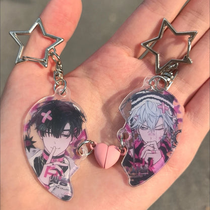 ALIEN STAGE Anime Heart-Shaped Keychain - Till and Ivan Magnetic Acrylic Pendant, Cute Bag Charm and Cartoon Gift