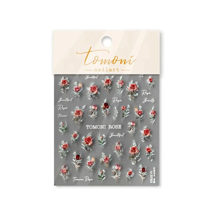 Vintage Rose Flower Nail Stickers – Red & Blue Laser Gold/Silver Nail Art Decals for Manicure Design DIY Beauty Tool