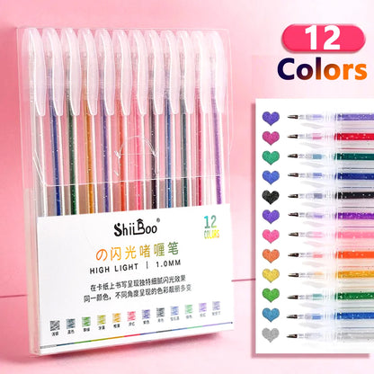 60 Color Glitter Gel Pens - 1.0mm Metal Tip Ballpoint Pens for Drawing, Coloring, DIY Crafts and Journaling