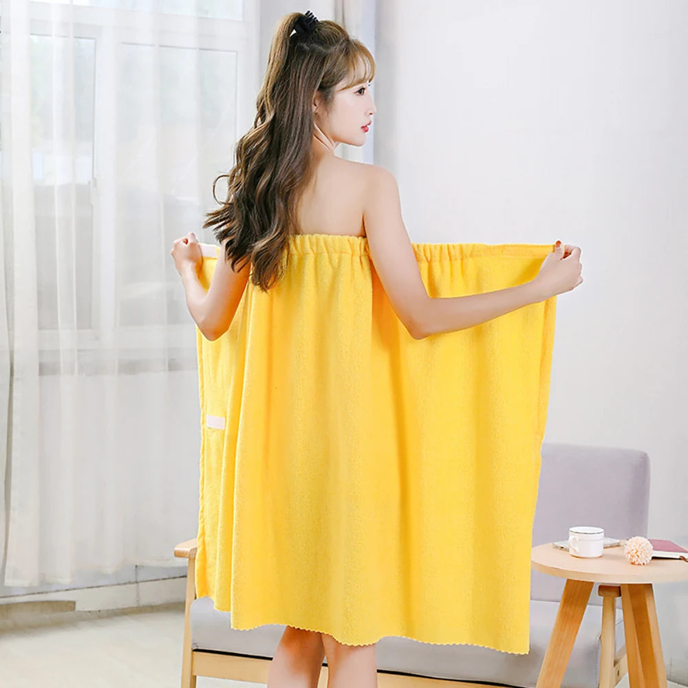 Women’s Fast Drying Wearable Bath Towel Wrap – Soft Microfiber Spa Bathrobe with Bowknot for Shower, Beach & Bathroom