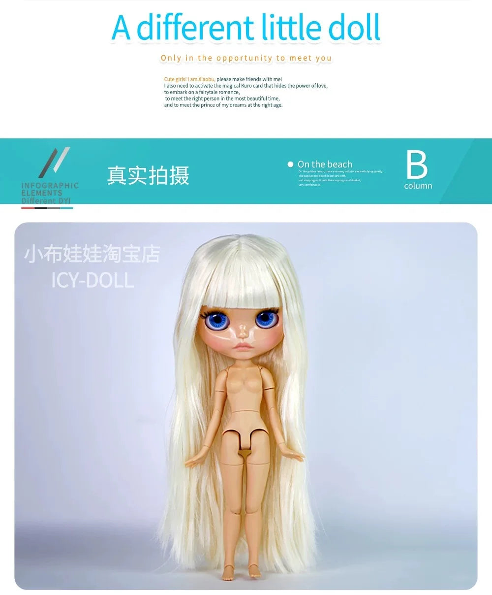 ICY DBS Blythe Doll – 30CM Tan Skin Matte & Glossy Face, Pouting Lips, 19-Joint BJD DIY Costume Doll Gift