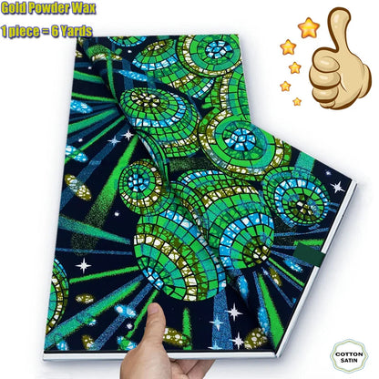 African Grand Golden Wax Fabric - Glitter Gold Ankara Pagne Batik Print Soft Cotton Fabric