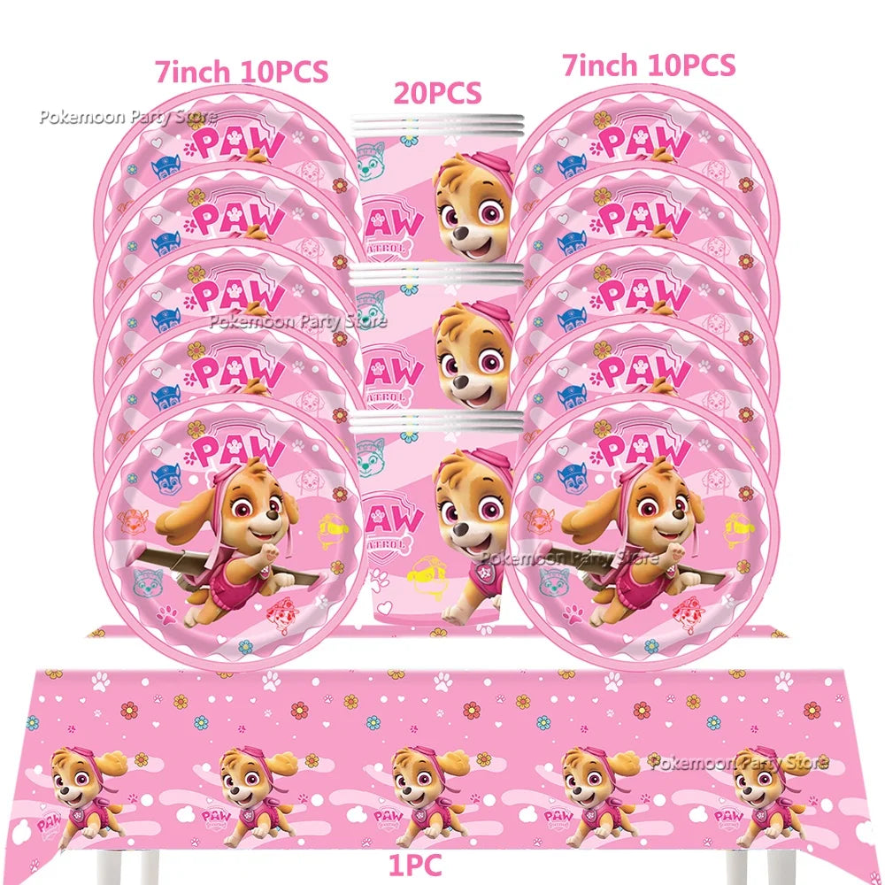 Paw Patrol Kids Birthday Party Supplies Set – Cups, Plates, Napkins, Gift Bags & Cake Toppers Decorations Kit