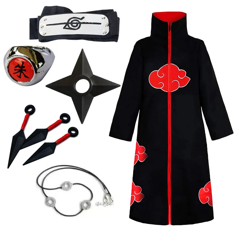 Naruto Hokage Cosplay Costume - Black and White Ninja Outfit with Itachi Akatsuki and Fourth Hokage Cape