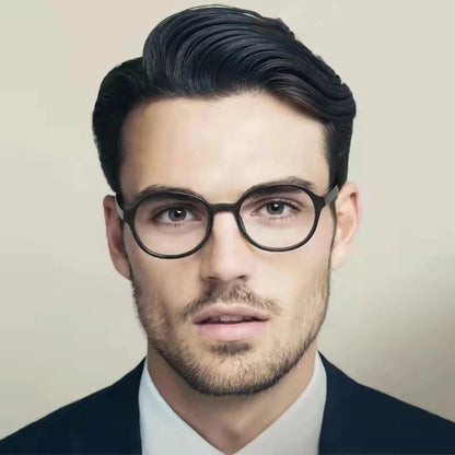 Ultra-Light Retro Round Glasses Frame for Men & Women, TR90 Titanium Fashion Eyewear for Daily Office & Everyday Wear