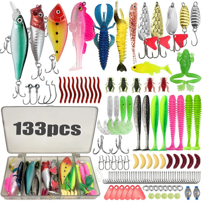 133/83PCS Fishing Lures Kit – Topwater Baits & Tackle Set for Bass, Trout & Salmon Fishing Accessories