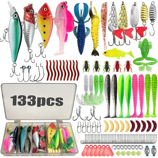 133/83PCS Fishing Lures Kit – Topwater Baits & Tackle Set for Bass, Trout & Salmon Fishing Accessories