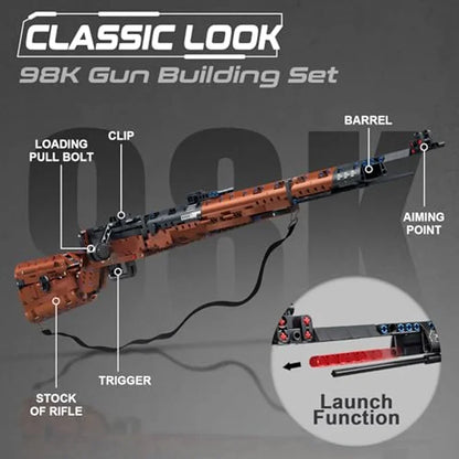 2025 New 1206PCS 98K Style Building Block Gun – DIY Military Model Kit for Boys’ Creative Toy Collection