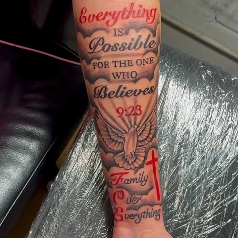 Anything Is Possible Temporary Tattoo - Waterproof Inspirational Letter Body Art Sticker for Men