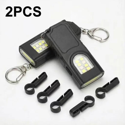 USB Rechargeable Keychain Flashlight - Mini COB Work Light for Camping, Walking & Everyday Carry