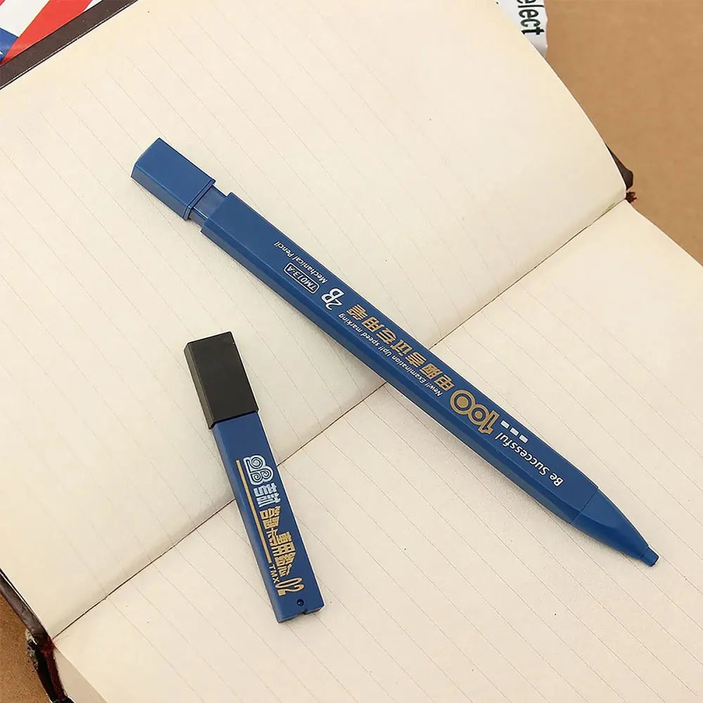2B Mechanical Pencil Set - 1 Pencil with 6 No-Sharpening Lead Refills for Writing & Drawing
