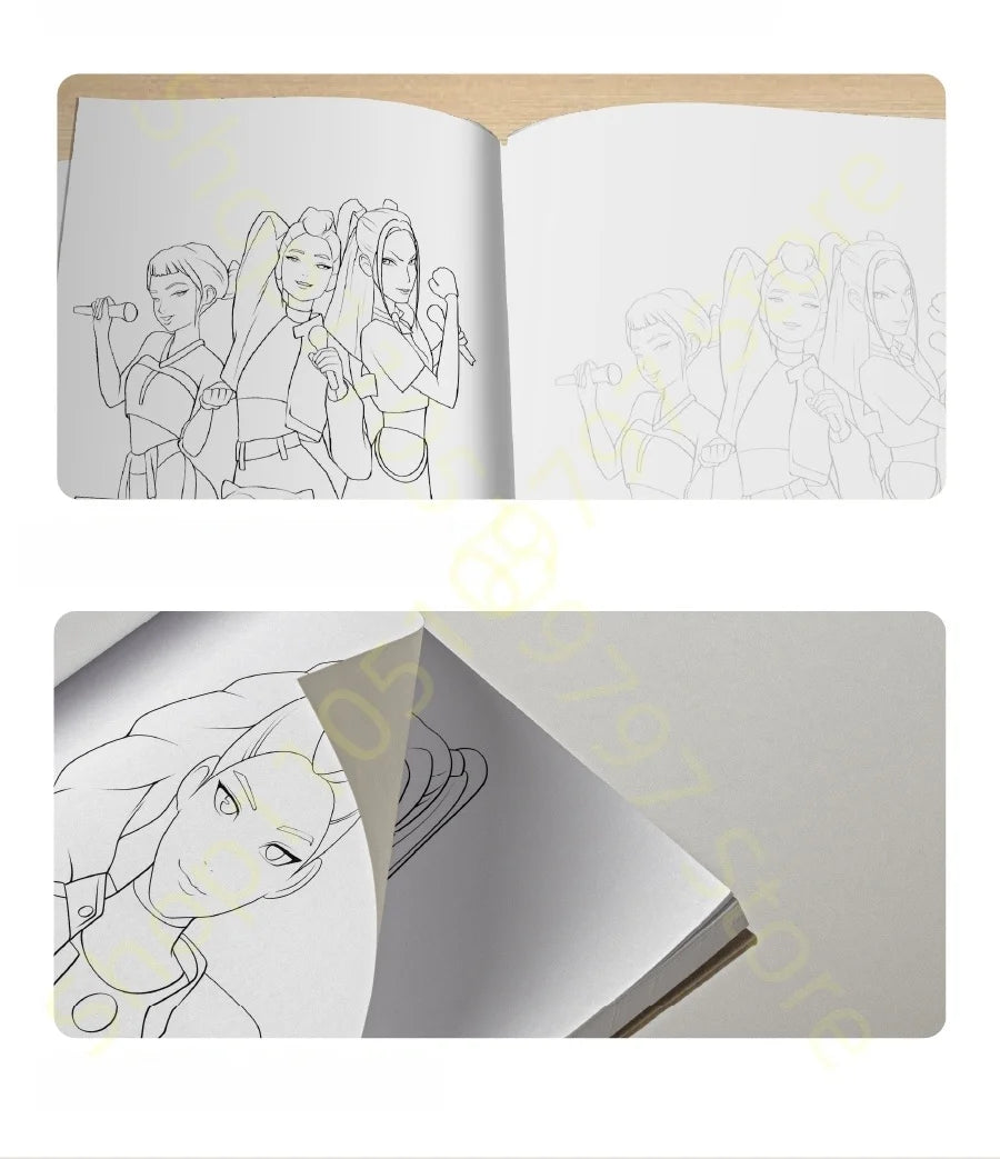 2025 KPop Demon Hunter Coloring Book – Line Drawing Picture Book, Painting Activity for Kids, Birthday Gift