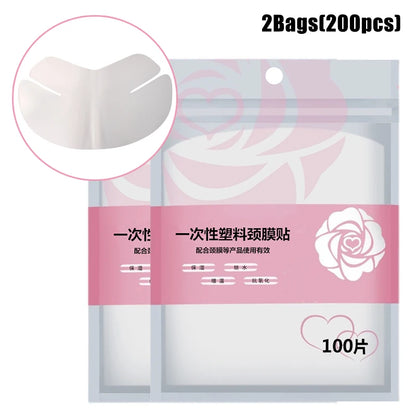 Disposable Full Face & Neck Beauty Wraps - 100/500pcs Transparent Plastic Film Mask Covers