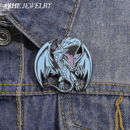 Yu-Gi-Oh! Blue-Eyes White Dragon Enamel Pin - Anime Brooch Badge for Backpacks, Lapels, and Collectors’ Gifts
