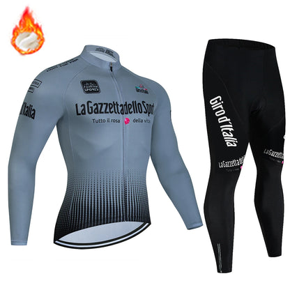 Tour De Italy D'ITALIA Cycling Clothes – Men's Fleece Jersey & Bib Pants Sports Set, Bicycle Uniform Costume