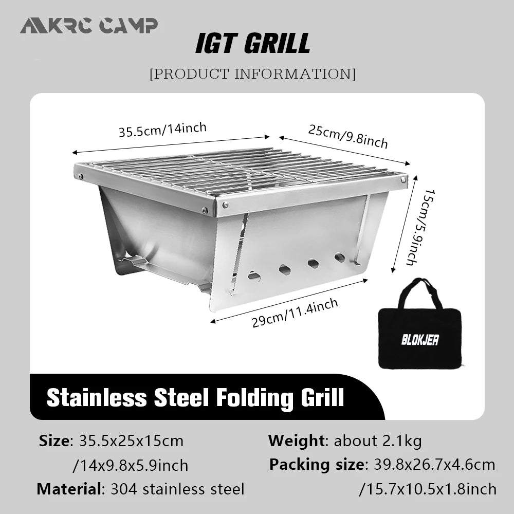 KRC CAMP Folding IGT Table – Lightweight Camping Table for BBQ, Grill, Picnic & Fishing, Outdoor Equipment Set