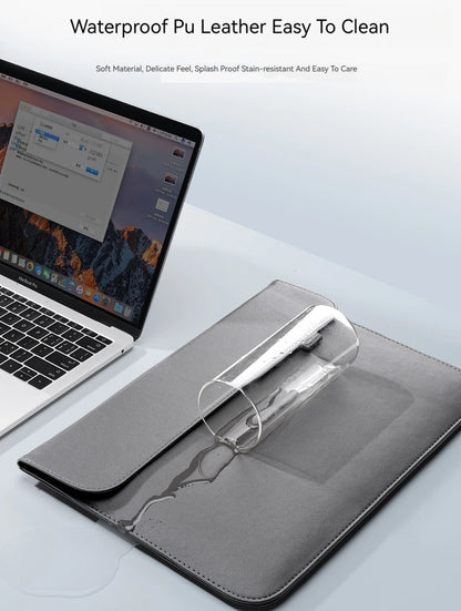 PU Leather Laptop Sleeve — Protective Bag Case for MacBook Air/Pro 13-16", Xiaomi, Huawei, Dell, HP, ASUS 14-15.6 Inch Notebooks