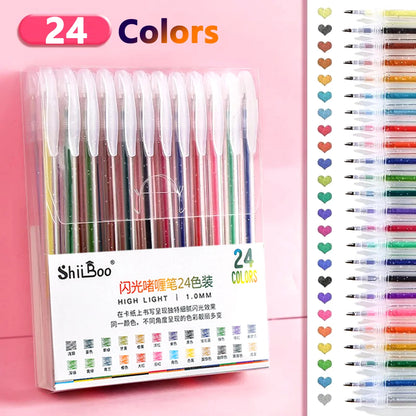 60 Color Glitter Gel Pens - 1.0mm Metal Tip Ballpoint Pens for Drawing, Coloring, DIY Crafts and Journaling