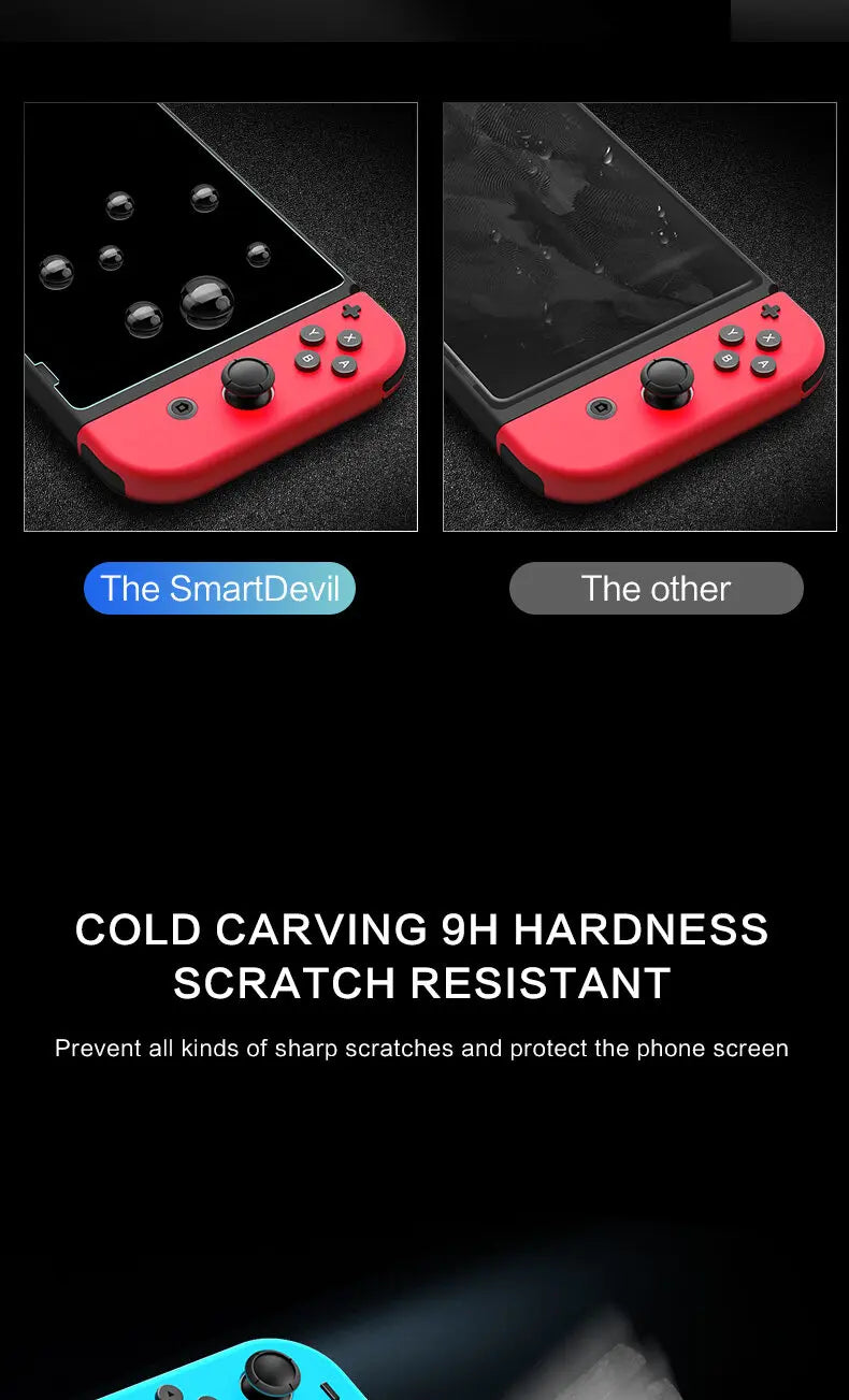 SmartDevil HD Tempered Glass Screen Protector – Full Cover for Nintendo Switch, Switch Lite & OLED