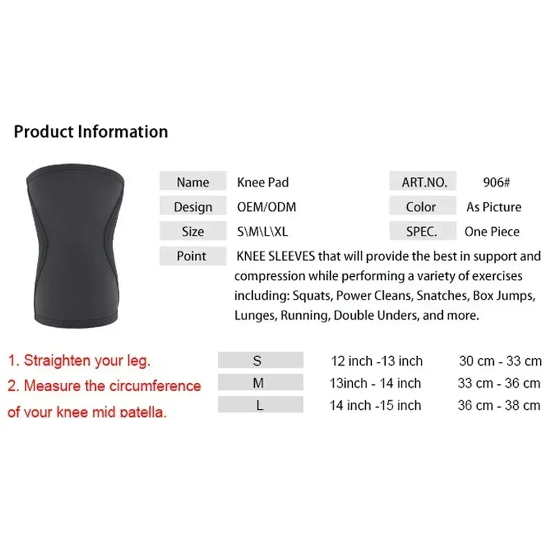 7mm Squat Knee Sleeves – Neoprene Compression Support for Men & Women, Gym, CrossFit, and Weightlifting Knee Protection