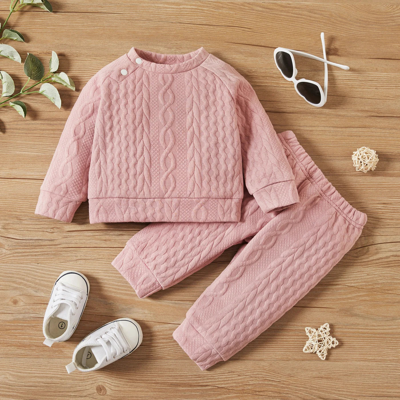 7 Colors Newborn Baby Clothes Set - Solid Long Sleeve Top & Pants, 2PCS Leisure Sport Outfit for Autumn & Winter