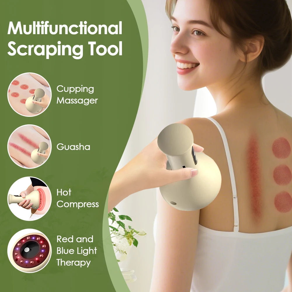 USB Rechargeable Abdominal Massager - Hot Compress, Guasha & Cupping Massage Tool for Arms, Legs & Body