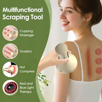 USB Rechargeable Abdominal Massager - Hot Compress, Guasha & Cupping Massage Tool for Arms, Legs & Body