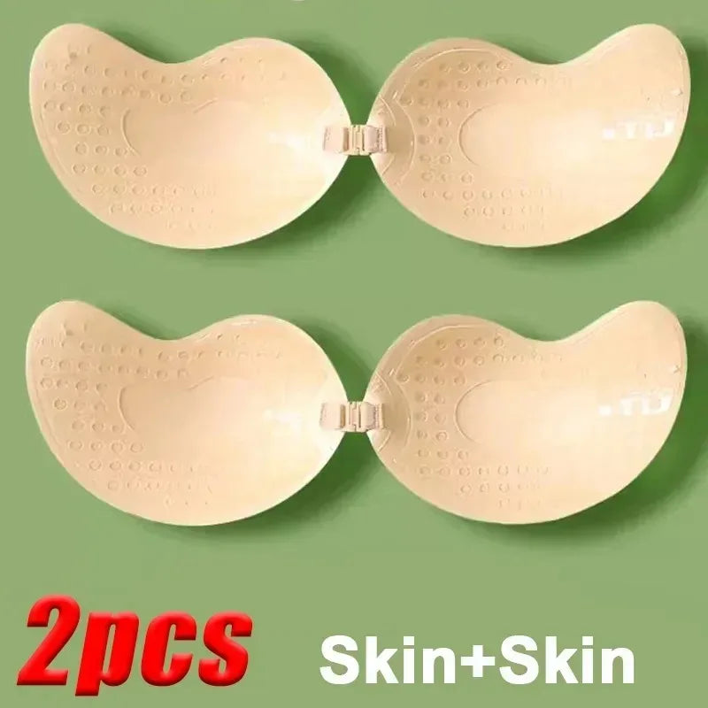 1/2pcs Invisible Women’s Push-Up Bra – Backless Strapless Silicone Self-Adhesive Front Placket Underwear
