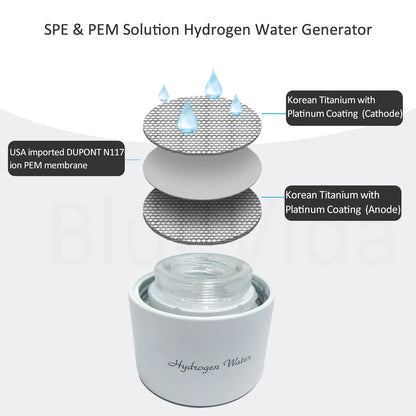 BlueVida SPE&PEM Hydrogen Water Generator - High Concentration, 2 Work Modes & Self-Cleaning, Hydrogen Absorption