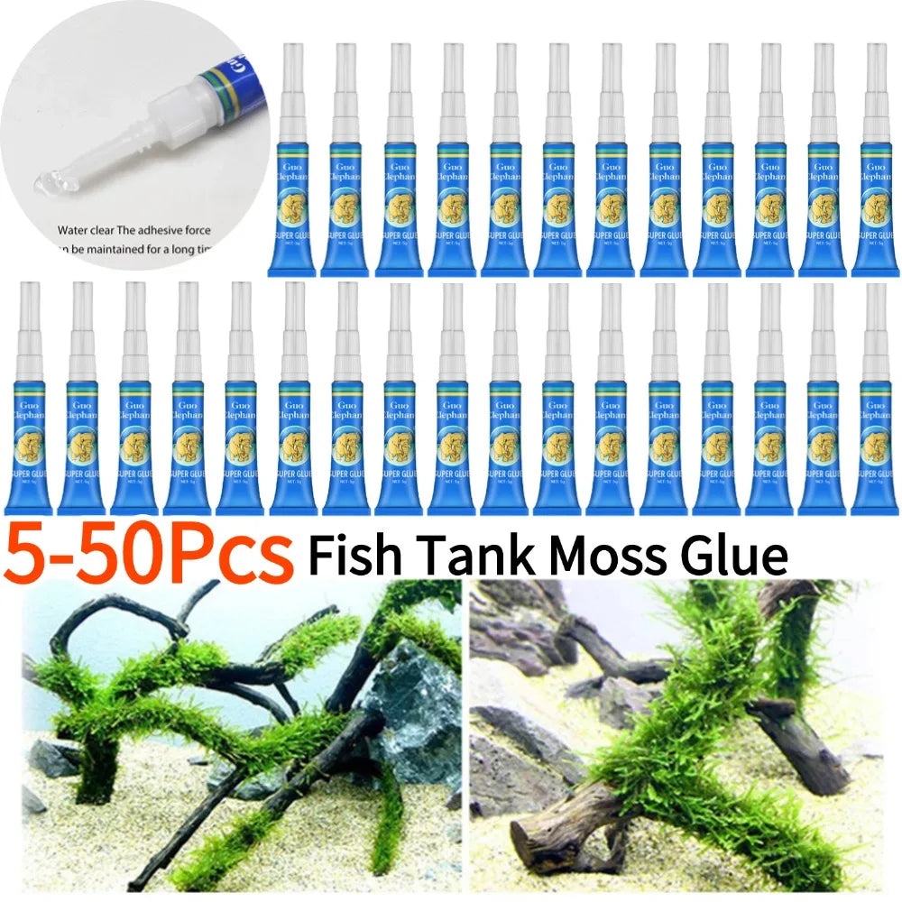 50-5Pcs Fish Tank Moss Glue for Aquatic Plants, Driftwood & Underwater Landscaping - Aquarium Water Grass Gel