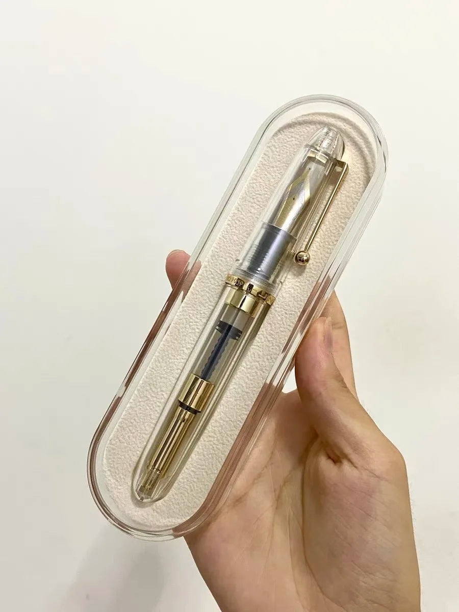 Luxury JinHao 9019 Dadao Fountain Pen – Transparent Acrylic Spin Design, 40mm Nib for Office & School Writing Supplies