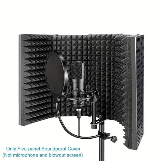 3/5 Panel Reflection Filters – Professional Microphone Isolation Shield for Studio Recording, Compatible with Condenser Mics