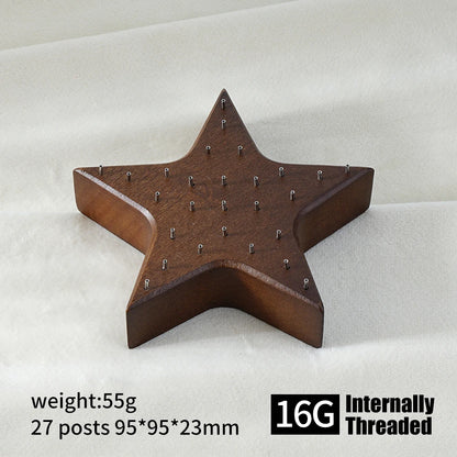 High-Quality Beech Wood Jewelry Display Stand — Push Pin Holder for 16G/14G Threadless Piercing & Body Jewelry