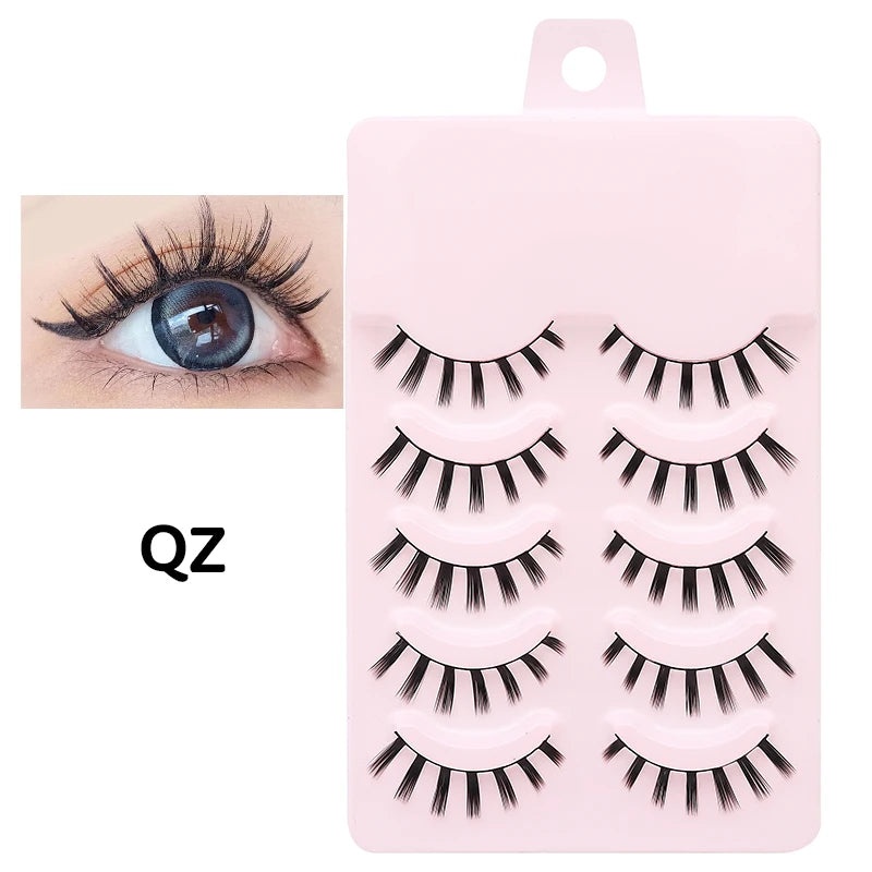 DINGSEN 5 Pairs Manga Style False Eyelashes — Soft, Natural, Long Anime Wispy Strip Lashes for Makeup