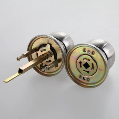 Stainless Steel Round Door Knob Lock - Rotating Entrance Door Handle with 3 Keys