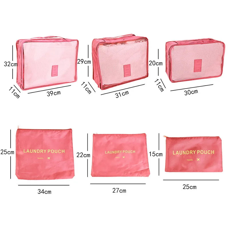 6pcs Travel Storage Bags Set: Portable Luggage Organizers for Suitcase Packing - Clothes, Shoes, Foldable Cases