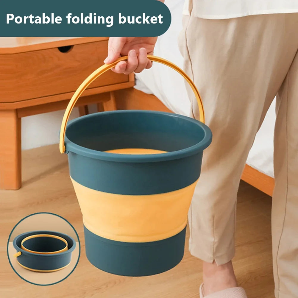 Portable Folding Silicone Bucket - 5L/10L/17L Collapsible Thickened Bucket for Car Washing, Fishing, Camping & Outdoor Use